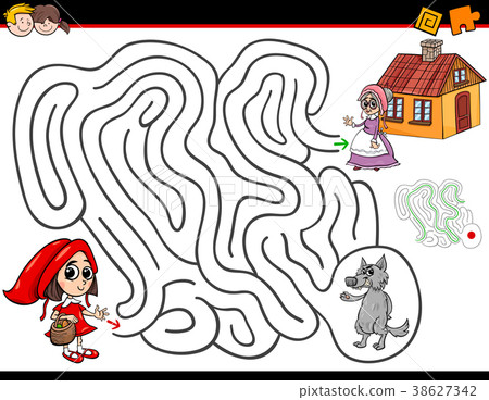 cartoon maze activity with little red riding hood