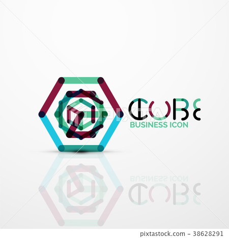 Cube idea concept logo, line Cube idea concept logo, line 38628291