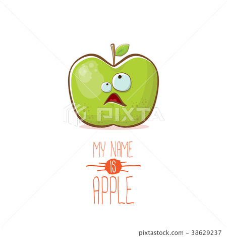 vector funny cartoon cute green apple character vector funny cartoon cute green apple character 38629237
