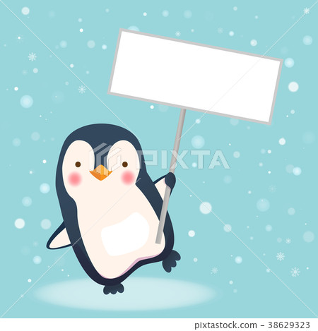 penguin holding sign 38629323