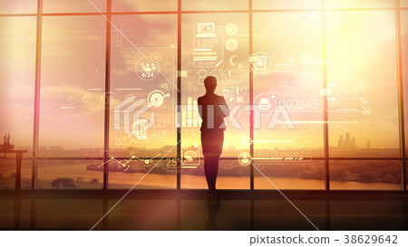 Business woman and corporate infographics 38629642