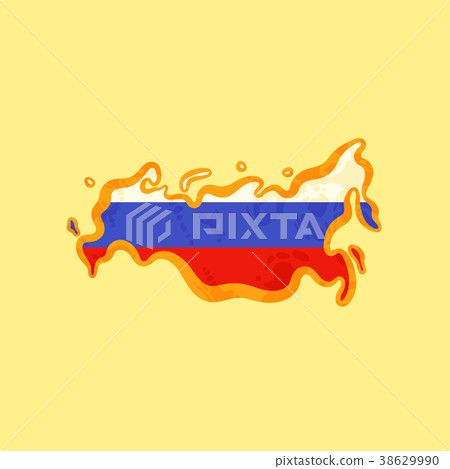 Russia Flag Map Stock Illustration