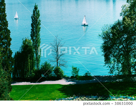 Mainau island sailboat at lake Bodensee, Germany. Mainau island sailboat at lake Bodensee, Germany. 38631000