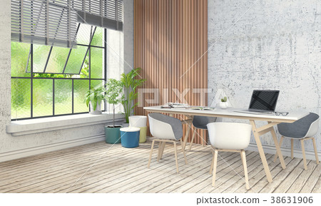 Interior room working area and computer. 3d render 38631906