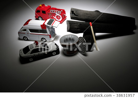 Incident site Police car and ambulance and fire engine 38631957