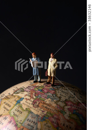 Globe and businessman miniature doll Globe and businessman miniature doll 38632146