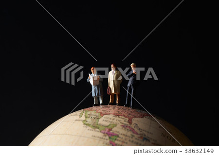Globe and businessman miniature doll Globe and businessman miniature doll 38632149
