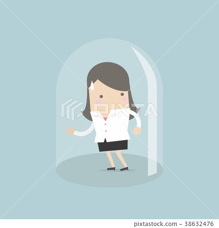 Businesswoman trapped in glass bulb. Businesswoman trapped in glass bulb. 38632476