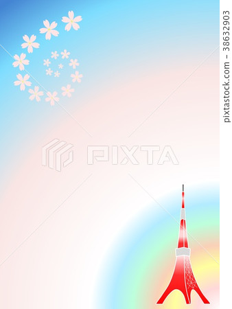Cherry blossoms and Tokyo Tower frame Cherry blossoms and Tokyo Tower frame 38632903