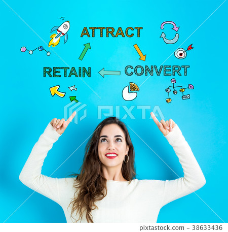 Attract, Convert, Retain with young woman looking 38633436