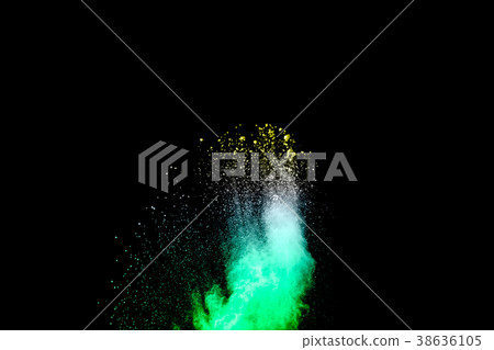 Color Holi powder splattered in Indian festival.  38636105