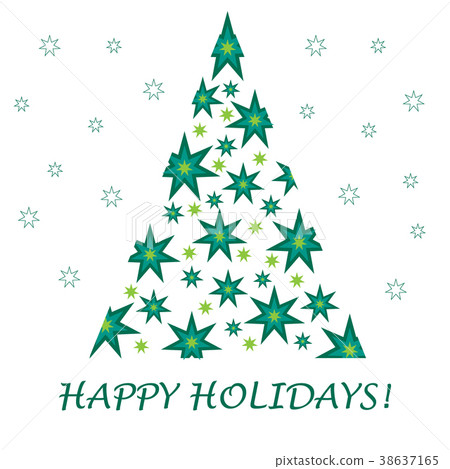 Vector illustration of Christmas tree with stars. 38637165