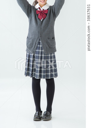 Female student doing banzai pose Female student doing banzai pose 38637631