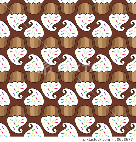 White cream choco cake seamless pattern 38638677