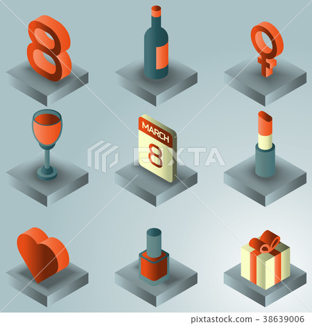 Womens day gradient isometric icons 38639006