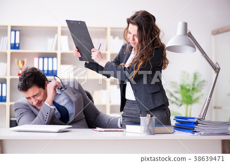 Sexual harassment concept with man and woman in Sexual harassment concept with man and woman in 38639471