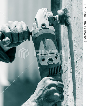 Grinding rusty metal with old paint Grinding rusty metal with old paint 38640516