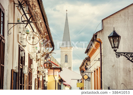 Hrnciarska street with Calvinist church in Kosice 38641053