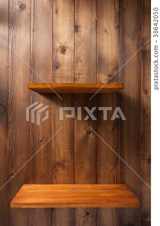 shelf at wooden background wall shelf at wooden background wall 38642050