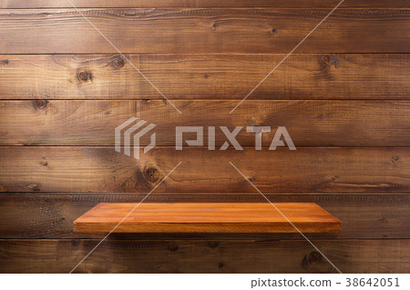 shelf at wooden background wall shelf at wooden background wall 38642051