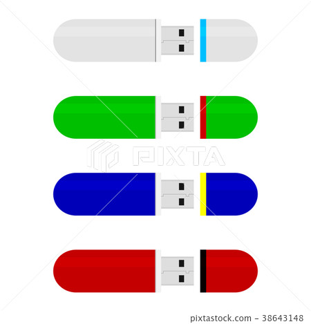 Colored flash drive stick collection vector 38643148