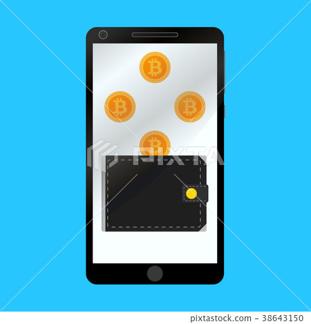 Wallet for crypto bitcoin in smartphone isolated Wallet for crypto bitcoin in smartphone isolated 38643150
