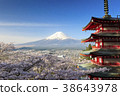 Cherry blossoming Nii Kurayama Asama Koen Rei Pagoda and Mt. Fuji 38643978