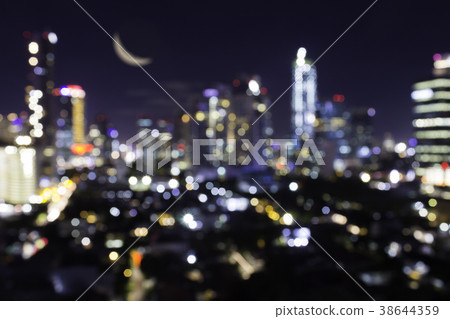 Bokeh blurred club and venue concept with moon. Bokeh blurred club and venue concept with moon. 38644359