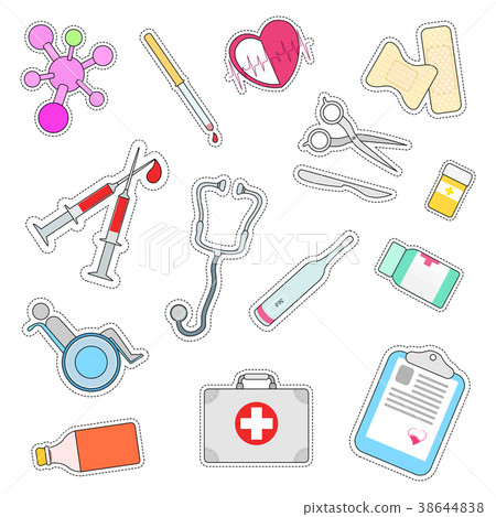 Set of stickers on a medical theme. - Stock Illustration [38644838] - PIXTA