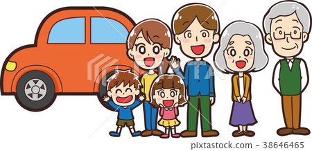 My car and three-family family illustration 38646465