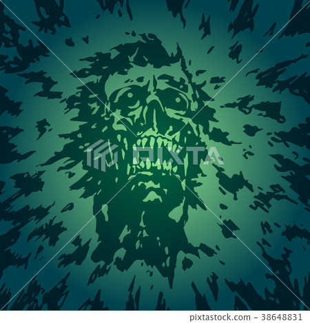 Spooky head of the demon with a torn face. Vector Spooky head of the demon with a torn face. Vector 38648831