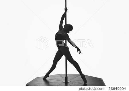 beautiful pole dancer girl silhouette 38649004