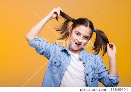 Portrait of cute kid in studio Portrait of cute kid in studio 38649694