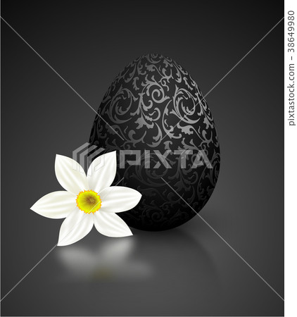 Black mat realistic egg metallic floral pattern 38649980