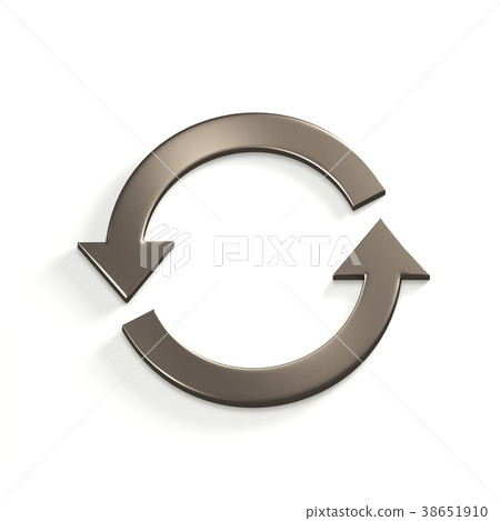 Silver Recycling Circular Arrows. Gold. 3D Render 38651910