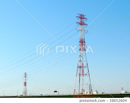 Blue sky and transmission tower 38652604