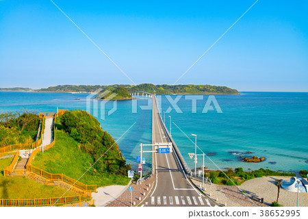 Yamaguchi Kakushima Ohashi Bridge with clear blue sky 38652995
