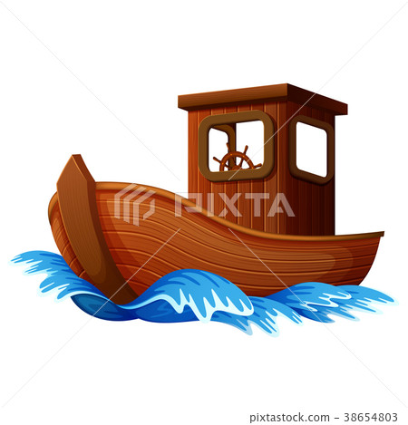 wooden boat sailing in the ocean wooden boat sailing in the ocean 38654803