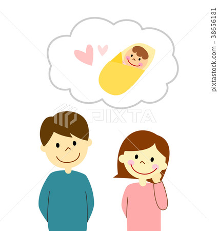 一對夫婦想著一個嬰兒 一對夫婦想著一個嬰兒 38656181