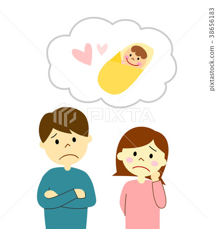 一對夫婦想著一個嬰兒 38656183