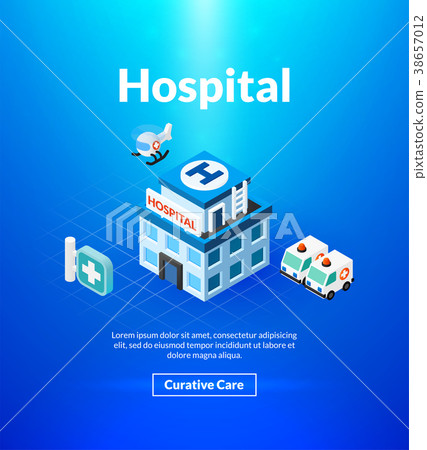 Hospital poster of isometric color design Hospital poster of isometric color design 38657012