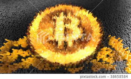 Crypto currency Gold Bitcoin - BTC - Bit Coin. 3d 38658584