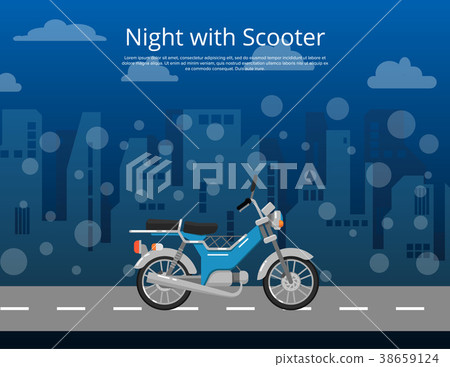 Night with scooter poster in flat style 38659124