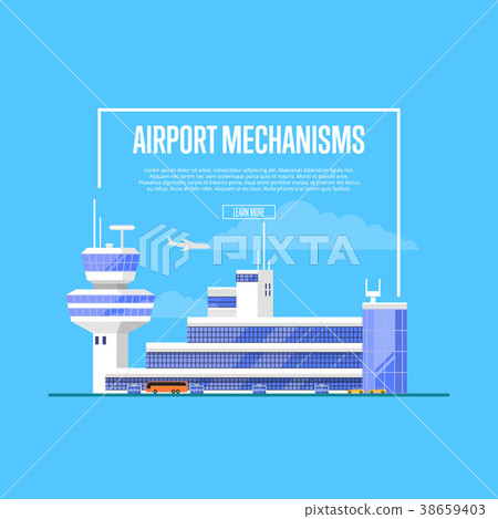 Airport mechanisms poster with trendy air terminal Airport mechanisms poster with trendy air terminal 38659403