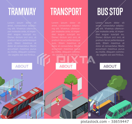 Tramway and bus station isometric 3D posters 38659447