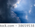 Clouds gathered in the sky under the sun. 38659538