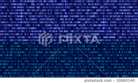 Binary code, blue digits on the computer screen. - Stock Illustration ...