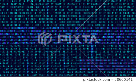 Binary code, blue digits on the computer screen. 38660141