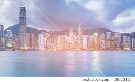 Hong Kong night light business building Hong Kong night light business building 38660355
