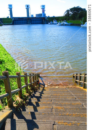 2017年10月22日颱風21號關東直接罷工後的第二天,埼玉縣川口市的Shinshibagawa風景 2017年10月22日颱風21號關東直接罷工後的第二天,埼玉縣川口市的Shinshibagawa風景 38660671